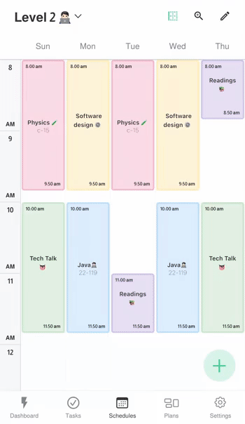Khotta schedule interface